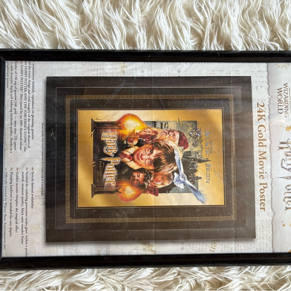 Harry Potter 24K Gold Movie Poster Framed - Gold, Black, Brown
